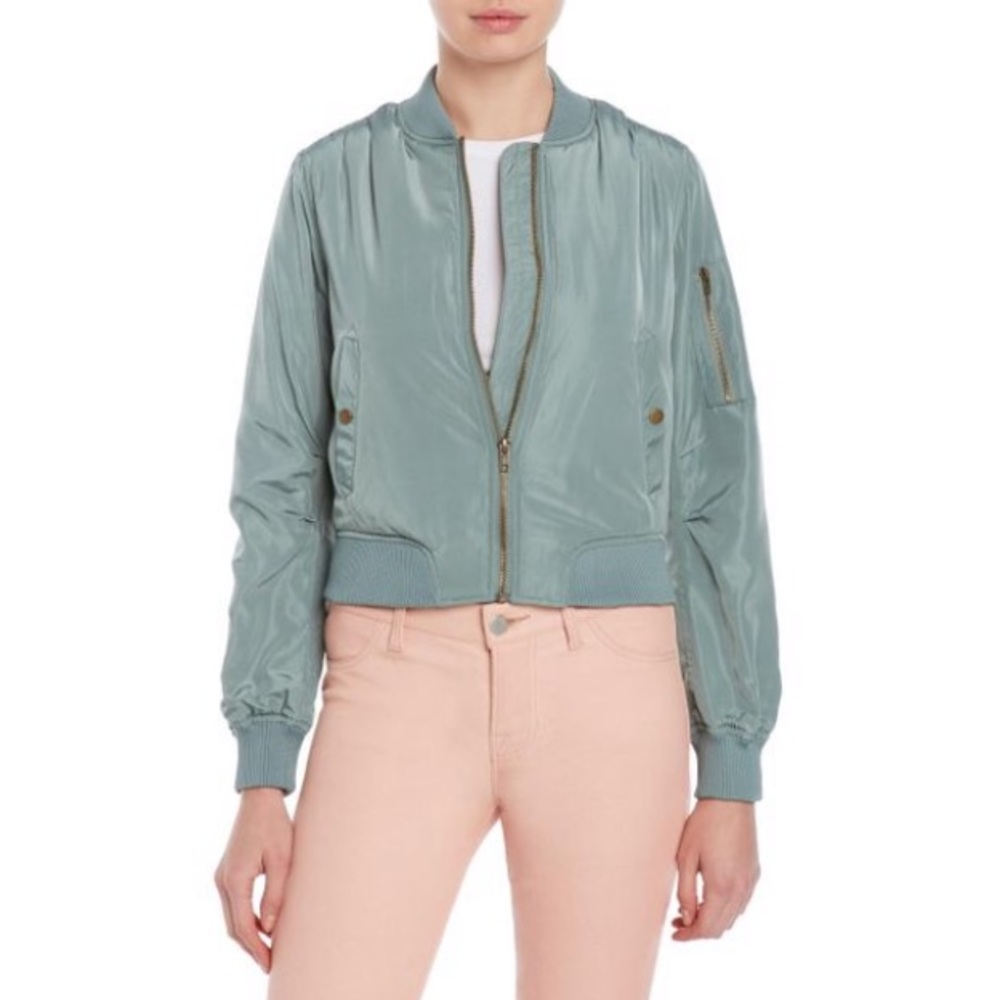 Romeo + Juliet Couture Dusty Sage Bomber Jacket